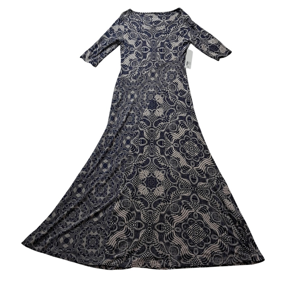 NWT Soft Surroundings Juliette Jersey Maxi Dress Womens XS Petite Blue Tile
